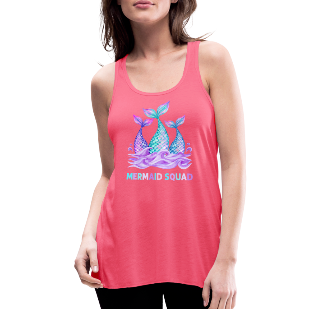 Mermaid Squad Women's Flowy Tank Top by Bella - neon pink
