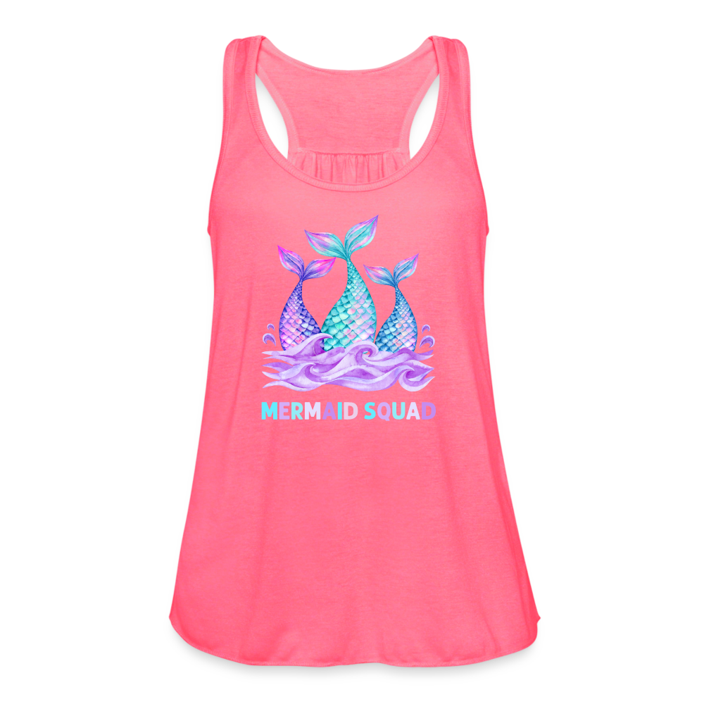 Mermaid Squad Women's Flowy Tank Top by Bella - neon pink