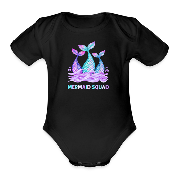 Mermaid Squad Organic Short Sleeve Baby Bodysuit - black