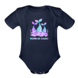 Mermaid Squad Organic Short Sleeve Baby Bodysuit - dark navy