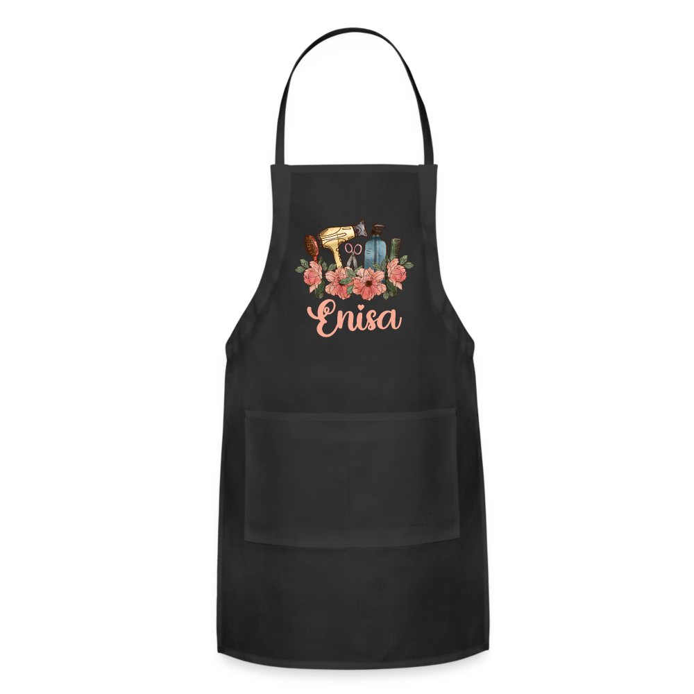 Enisa Floral Hair Stylist Adjustable Apron - black
