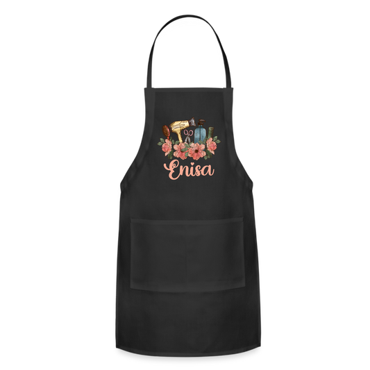 Enisa Floral Hair Stylist Adjustable Apron - black