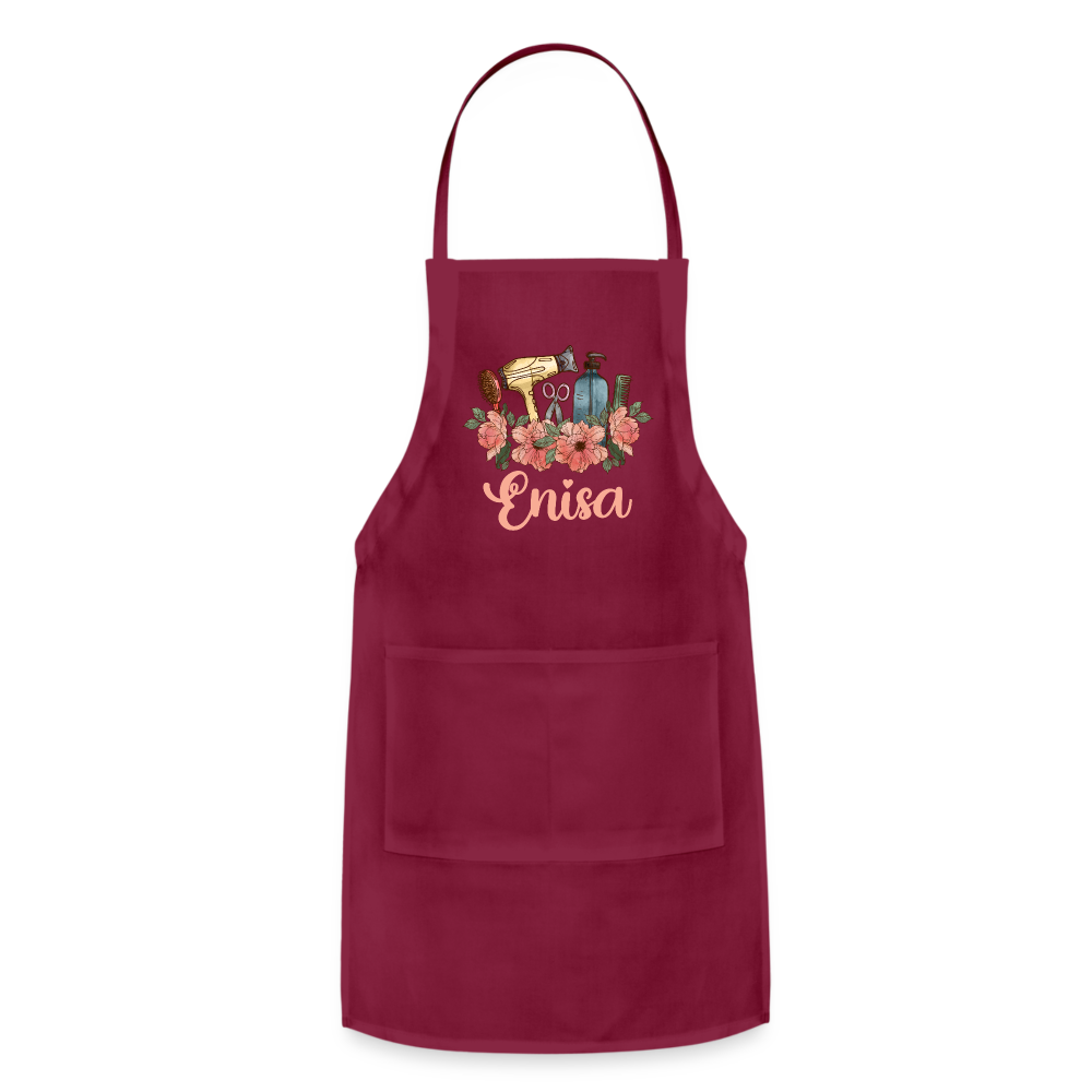 Enisa Floral Hair Stylist Adjustable Apron - burgundy