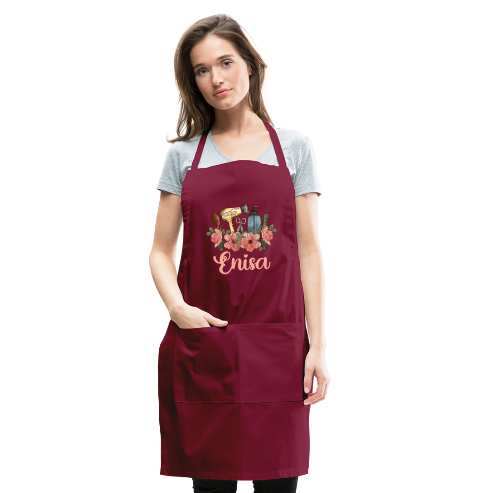 Enisa Floral Hair Stylist Adjustable Apron - burgundy