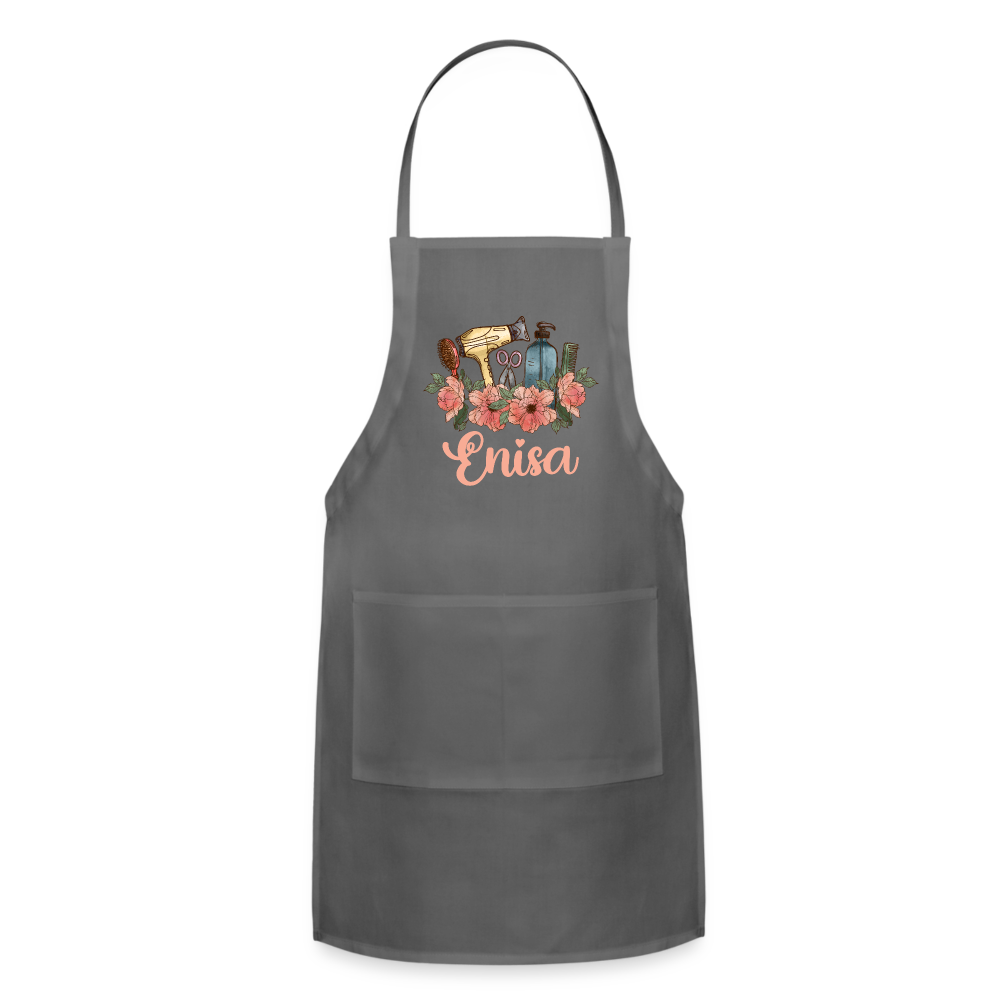 Enisa Floral Hair Stylist Adjustable Apron - charcoal