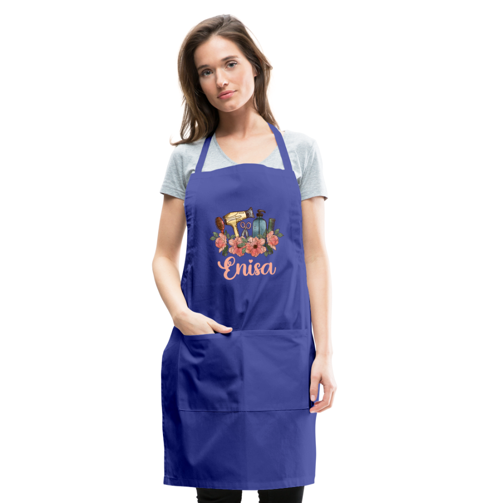 Enisa Floral Hair Stylist Adjustable Apron - royal blue