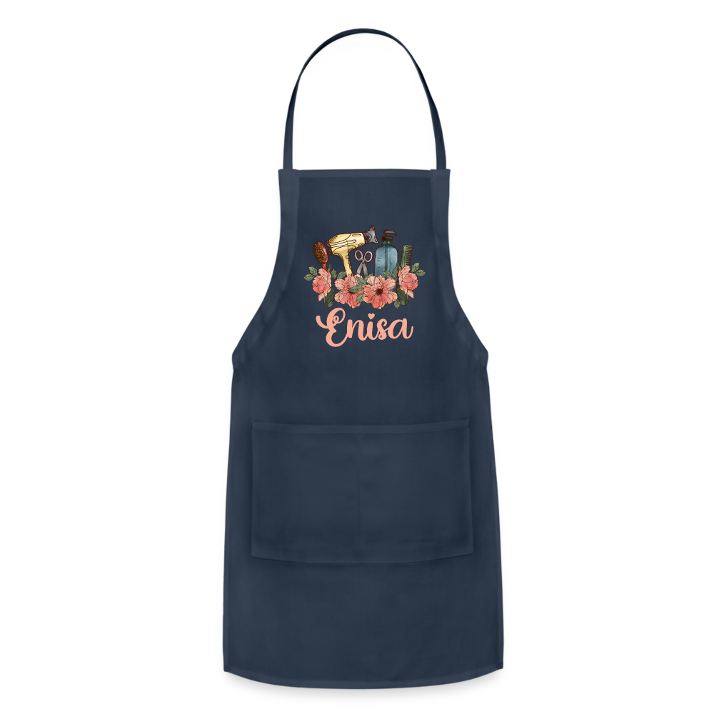 Enisa Floral Hair Stylist Adjustable Apron - navy