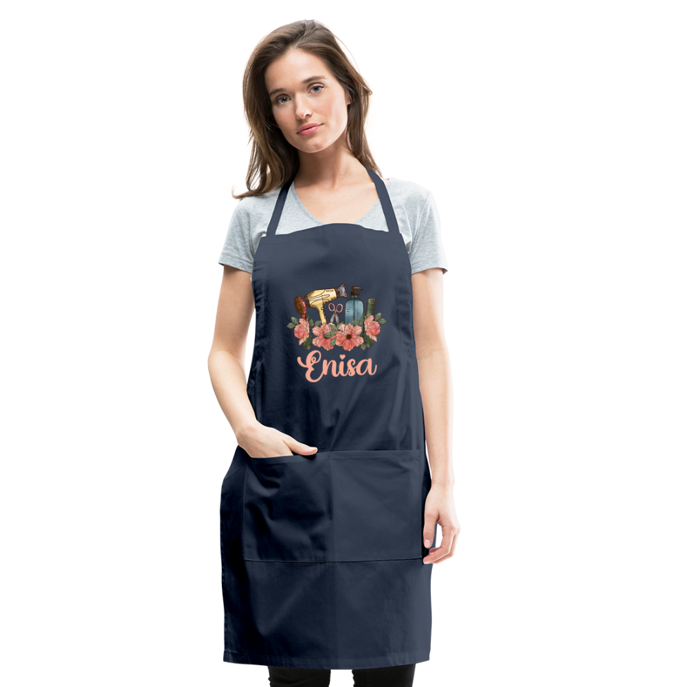 Enisa Floral Hair Stylist Adjustable Apron - navy