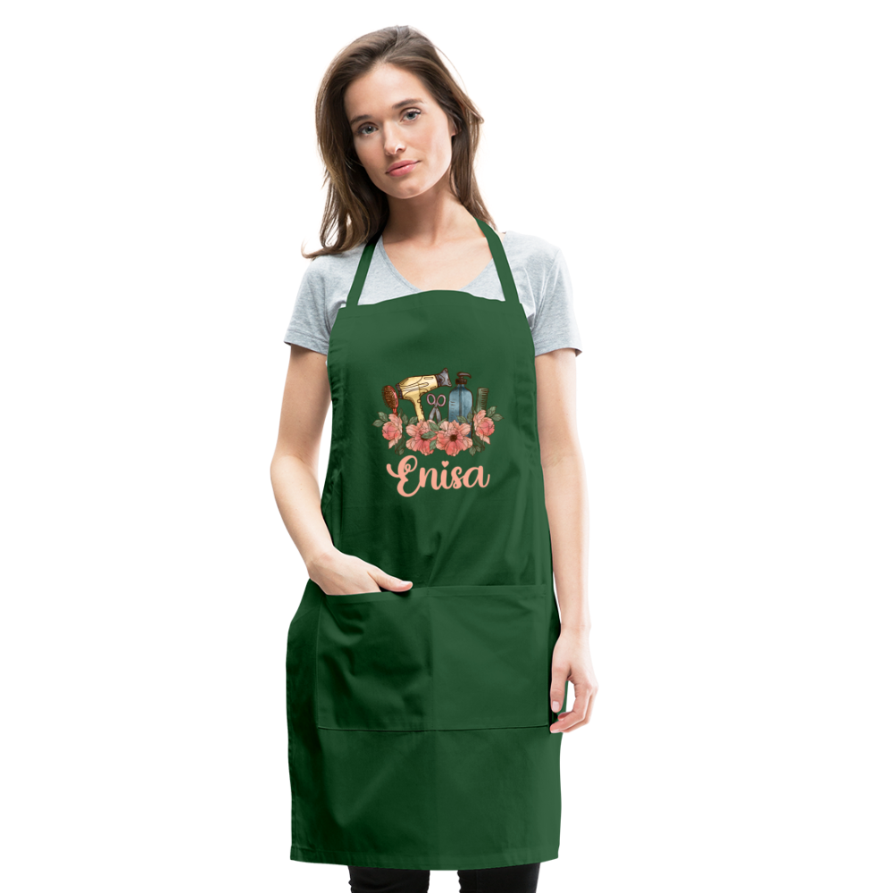Enisa Floral Hair Stylist Adjustable Apron - forest green