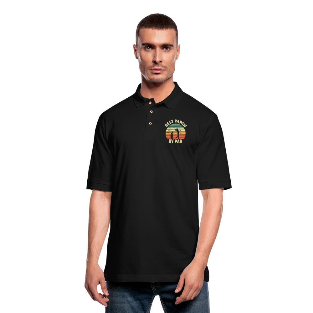 Best Papaw By Par Men's Pique Polo Shirt - black