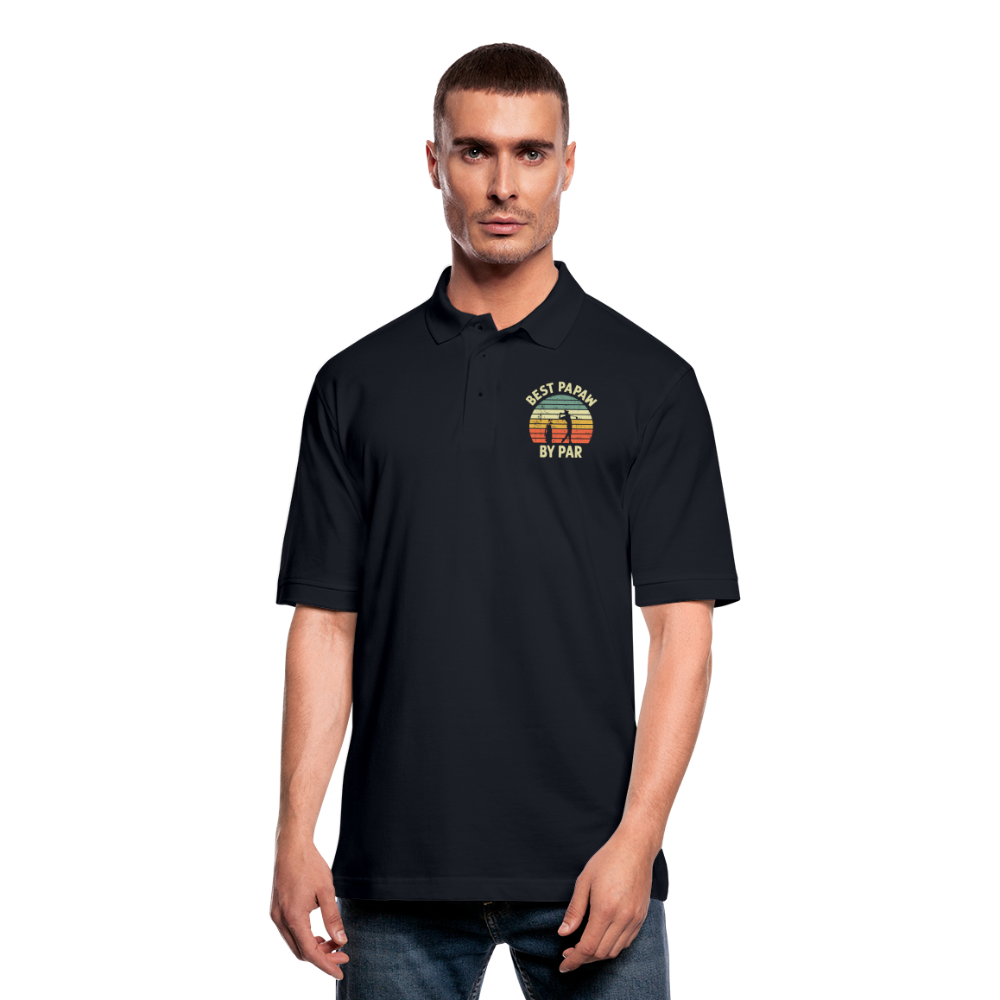 Best Papaw By Par Men's Pique Polo Shirt - midnight navy