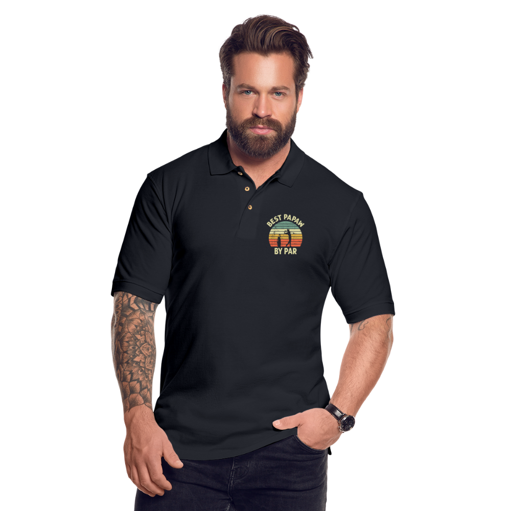 Best Papaw By Par Men's Pique Polo Shirt - midnight navy