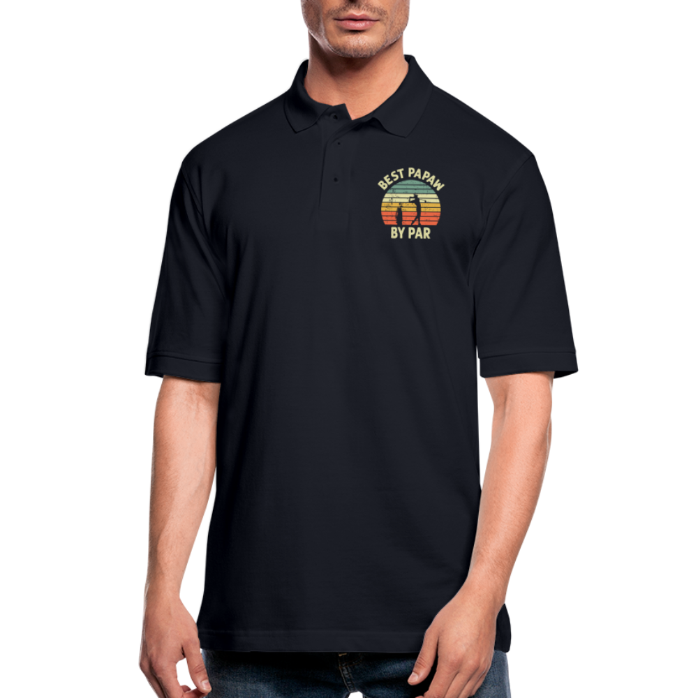 Best Papaw By Par Men's Pique Polo Shirt - midnight navy