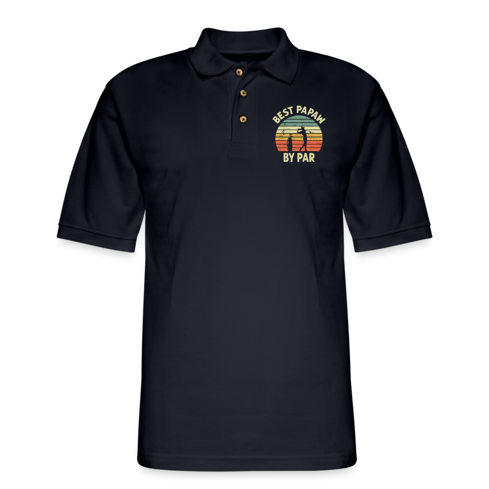 Best Papaw By Par Men's Pique Polo Shirt - midnight navy