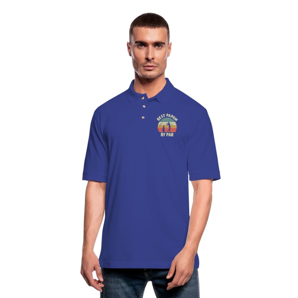 Best Papaw By Par Men's Pique Polo Shirt - royal blue