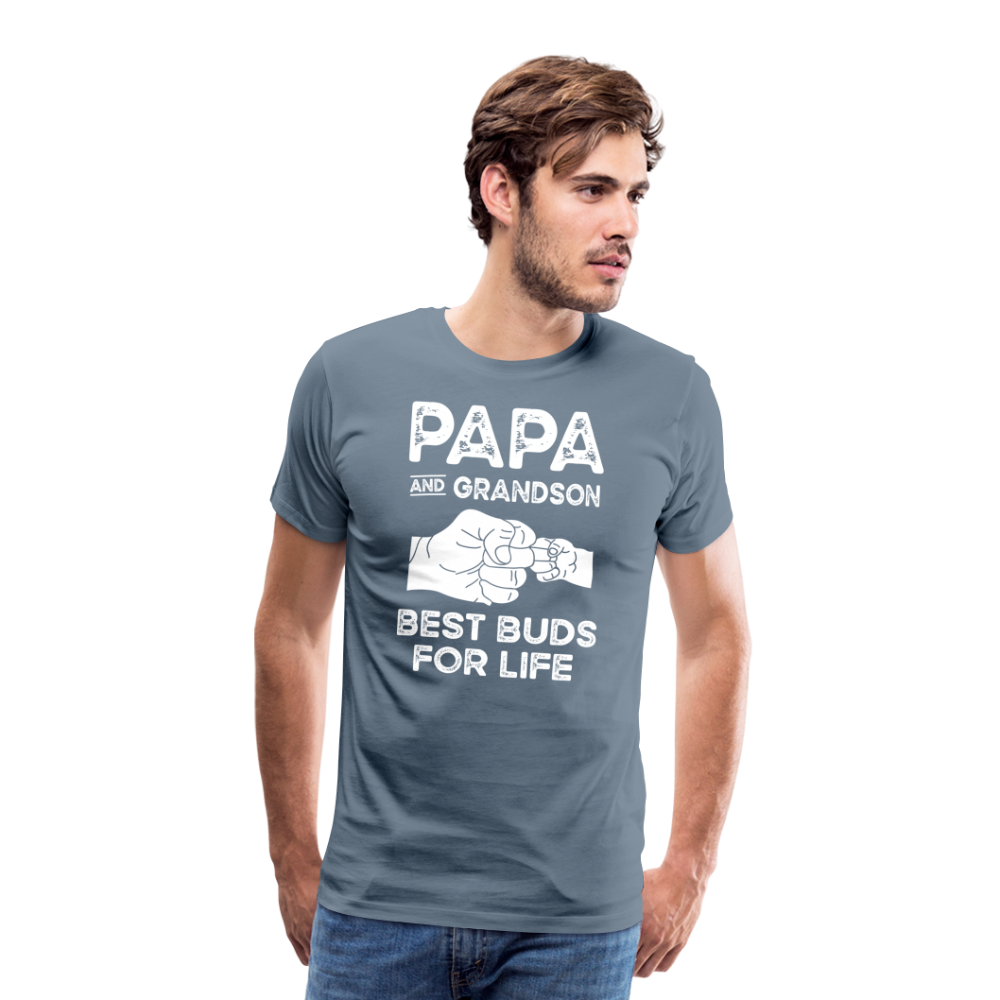 Papa and Grandson Best Buds for Life Men's Premium T-Shirt - steel blue