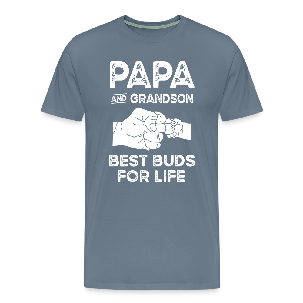 Papa and Grandson Best Buds for Life Men's Premium T-Shirt - steel blue