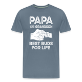 Papa and Grandson Best Buds for Life Men's Premium T-Shirt - steel blue
