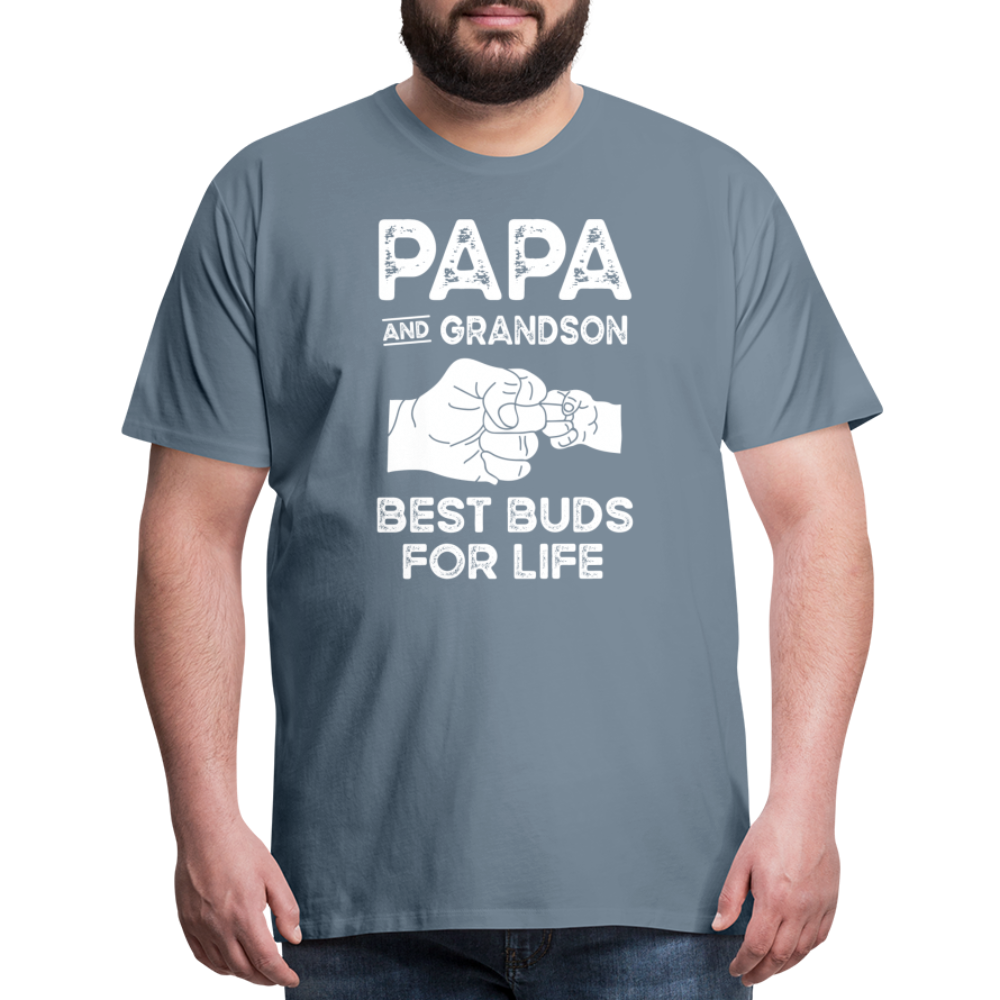 Papa and Grandson Best Buds for Life Men's Premium T-Shirt - steel blue