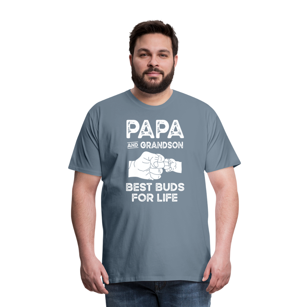 Papa and Grandson Best Buds for Life Men's Premium T-Shirt - steel blue