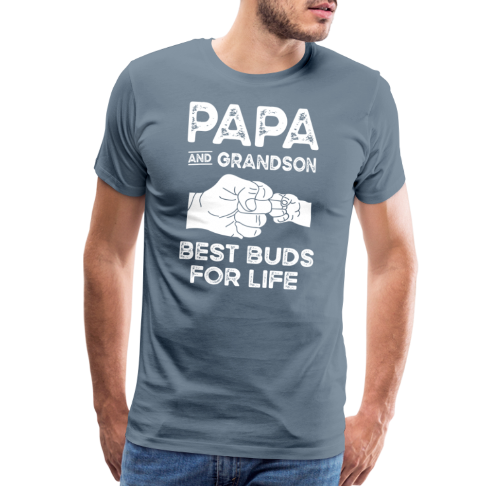 Papa and Grandson Best Buds for Life Men's Premium T-Shirt - steel blue