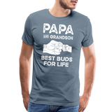 Papa and Grandson Best Buds for Life Men's Premium T-Shirt - steel blue