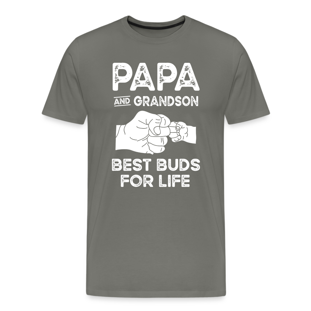 Papa and Grandson Best Buds for Life Men's Premium T-Shirt - asphalt gray