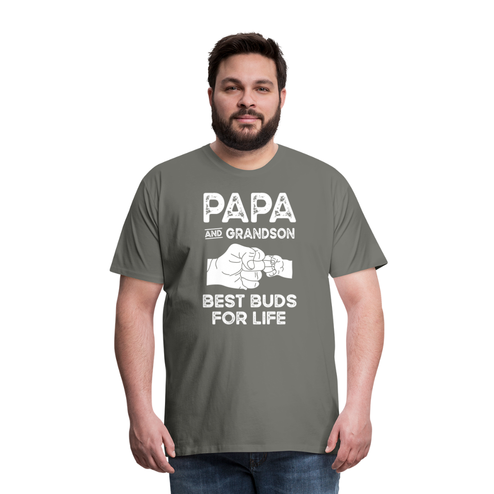 Papa and Grandson Best Buds for Life Men's Premium T-Shirt - asphalt gray