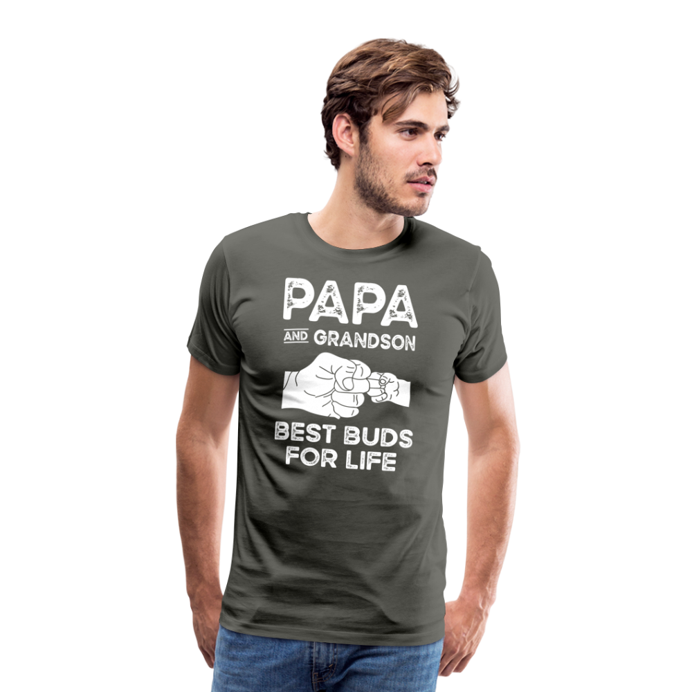 Papa and Grandson Best Buds for Life Men's Premium T-Shirt - asphalt gray