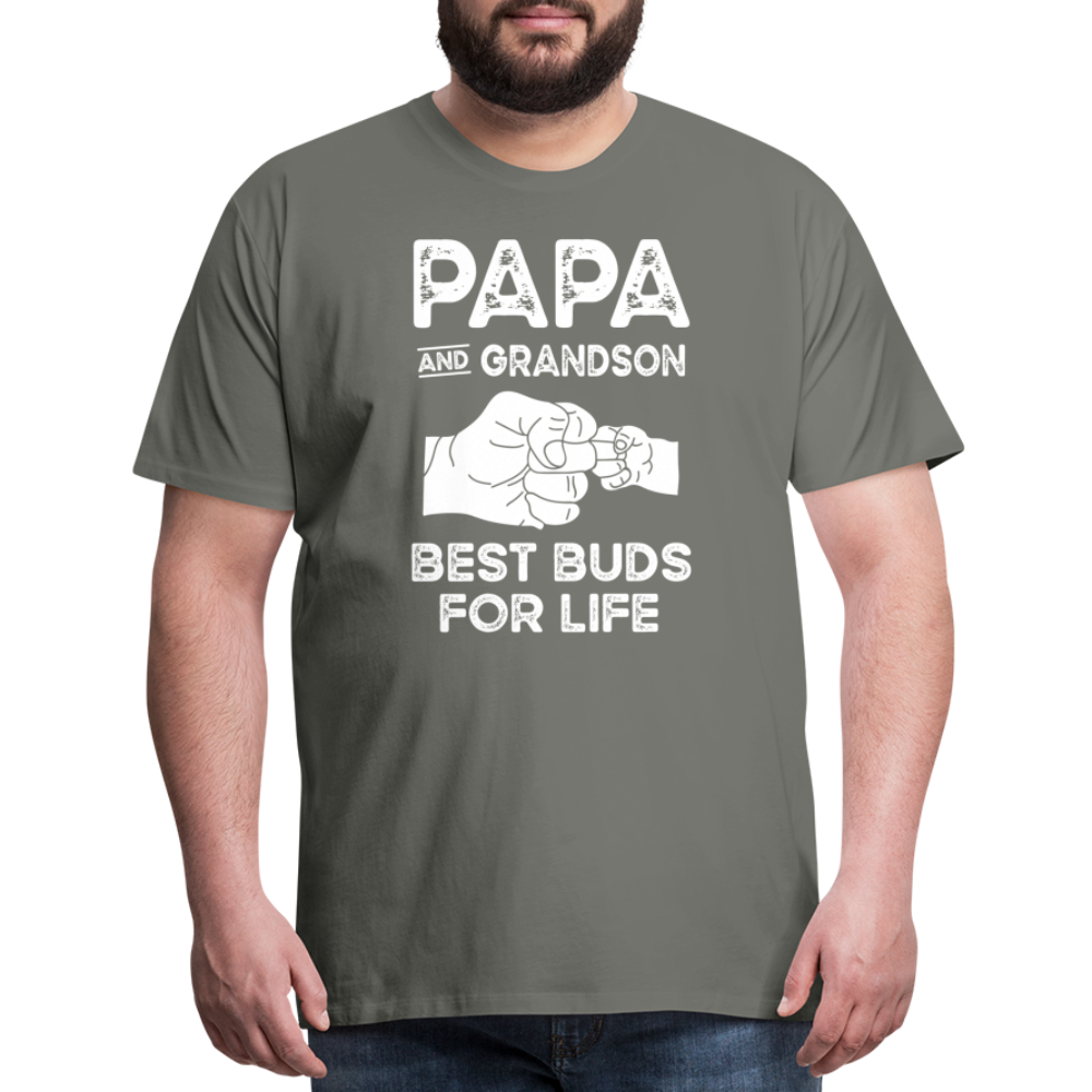 Papa and Grandson Best Buds for Life Men's Premium T-Shirt - asphalt gray