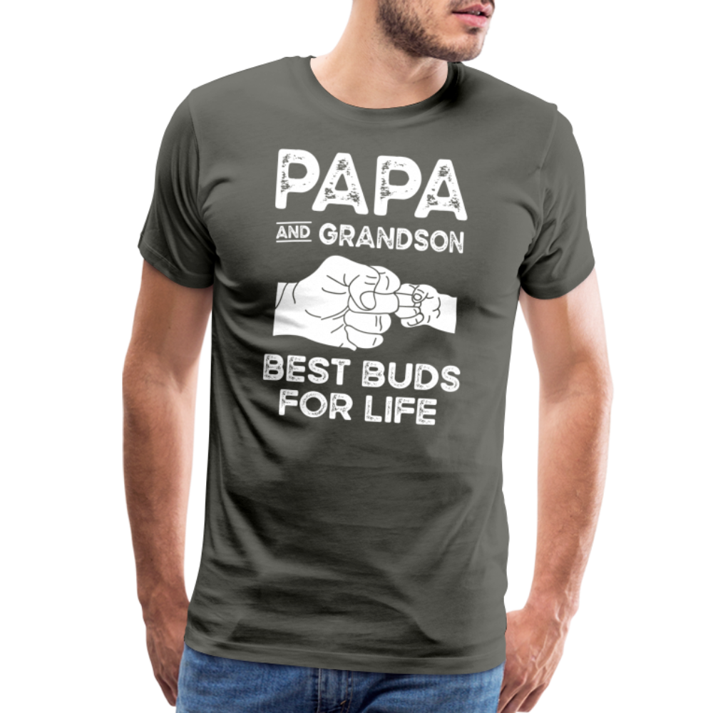 Papa and Grandson Best Buds for Life Men's Premium T-Shirt - asphalt gray