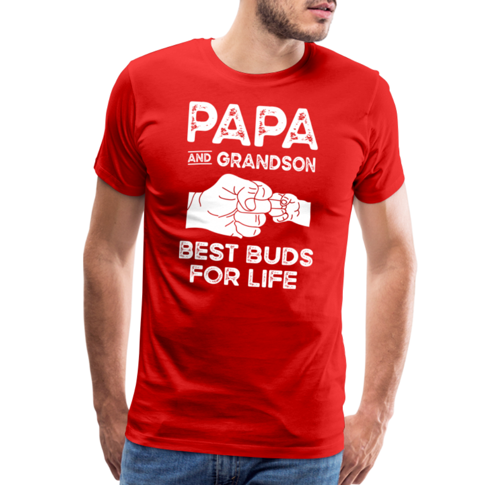 Papa and Grandson Best Buds for Life Men's Premium T-Shirt - red