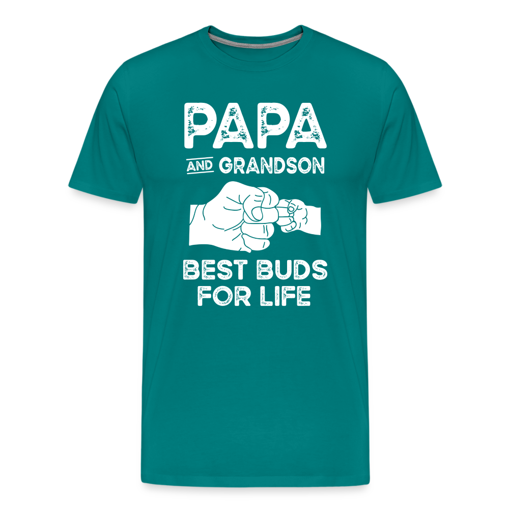 Papa and Grandson Best Buds for Life Men's Premium T-Shirt - teal