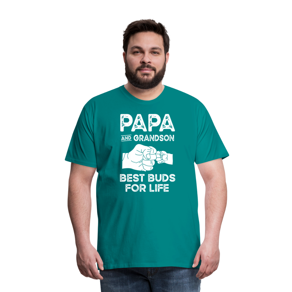 Papa and Grandson Best Buds for Life Men's Premium T-Shirt - teal