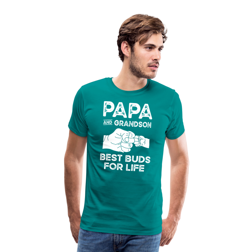 Papa and Grandson Best Buds for Life Men's Premium T-Shirt - teal
