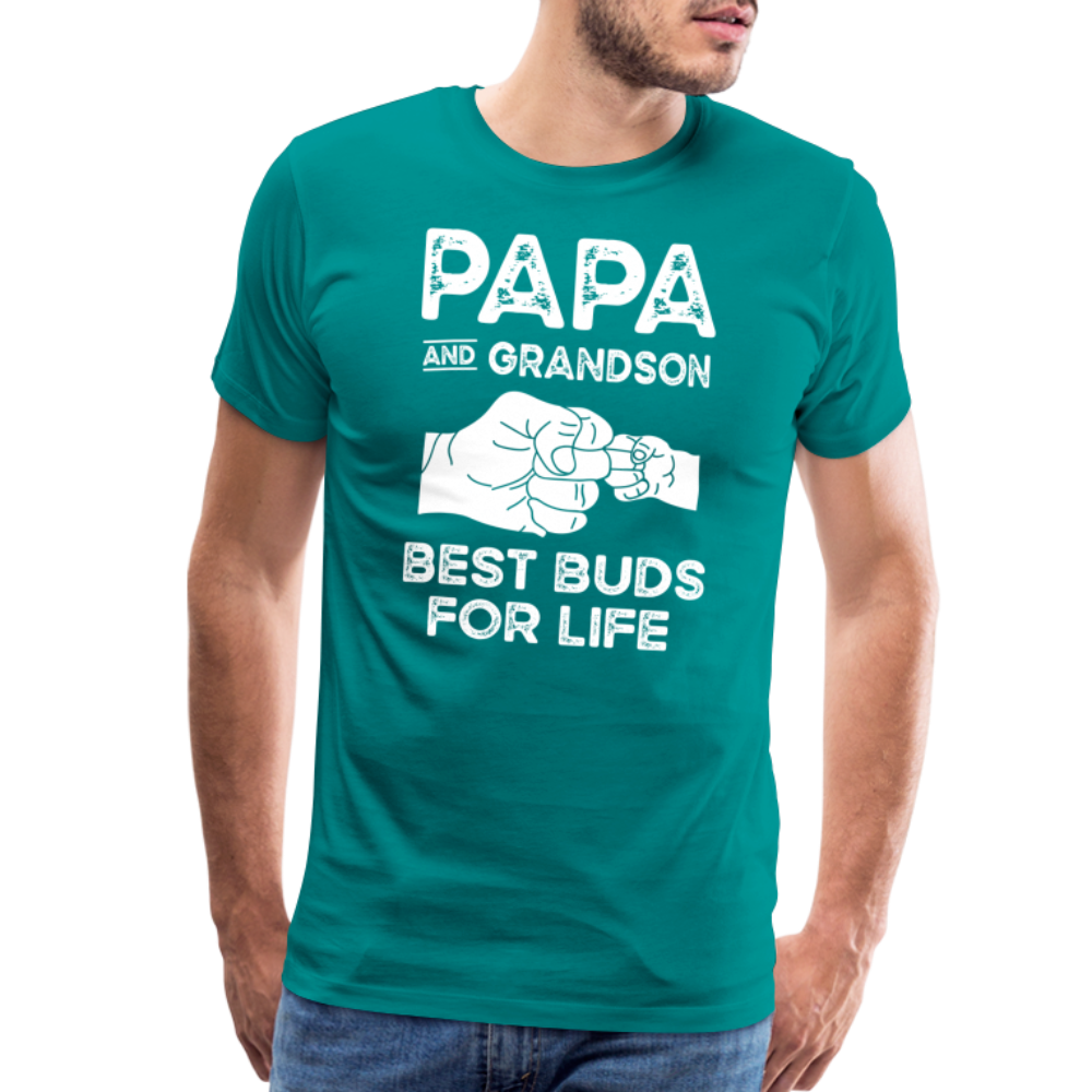 Papa and Grandson Best Buds for Life Men's Premium T-Shirt - teal