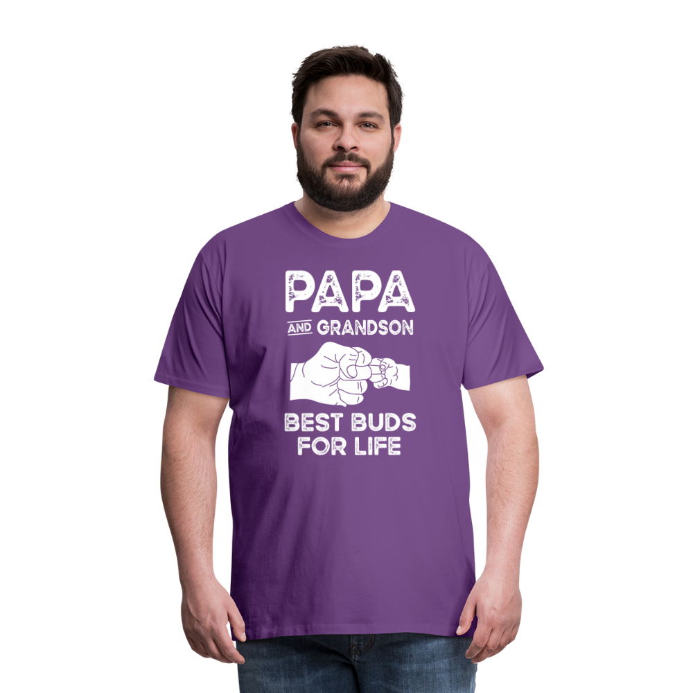 Papa and Grandson Best Buds for Life Men's Premium T-Shirt - purple