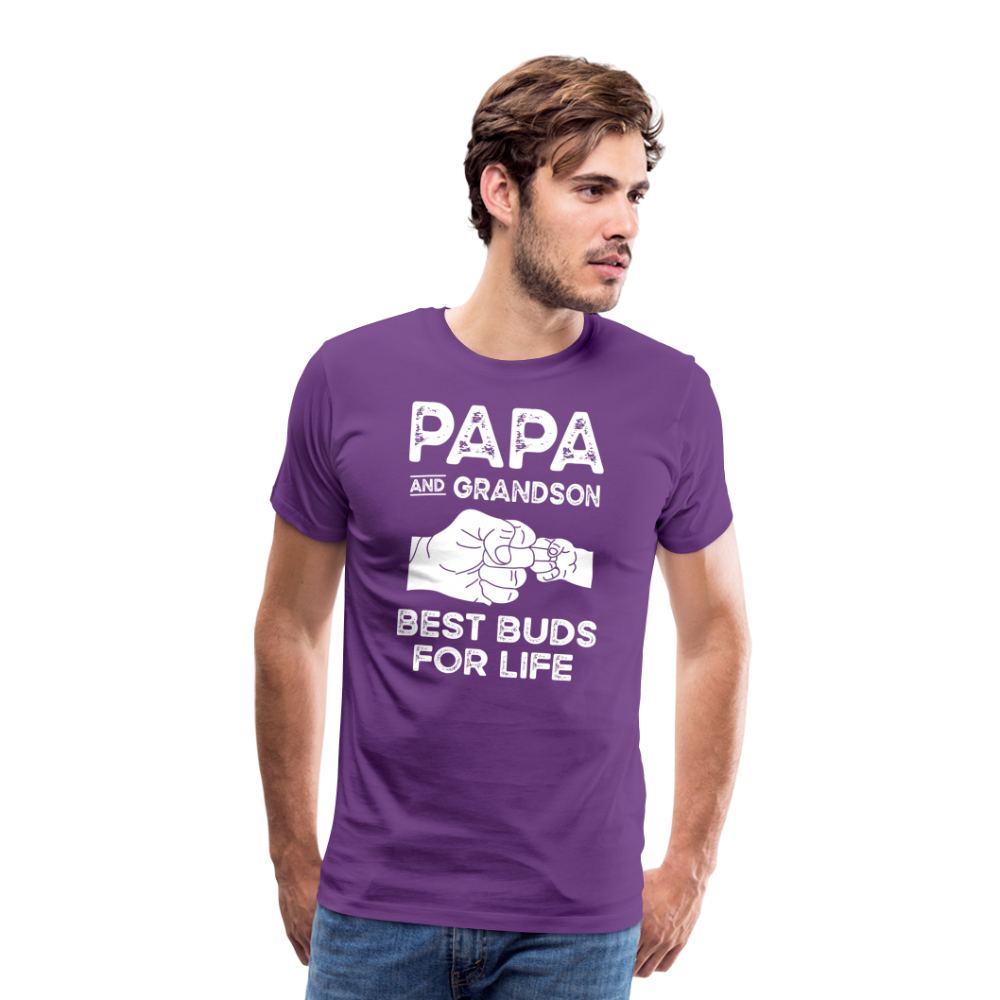 Papa and Grandson Best Buds for Life Men's Premium T-Shirt - purple