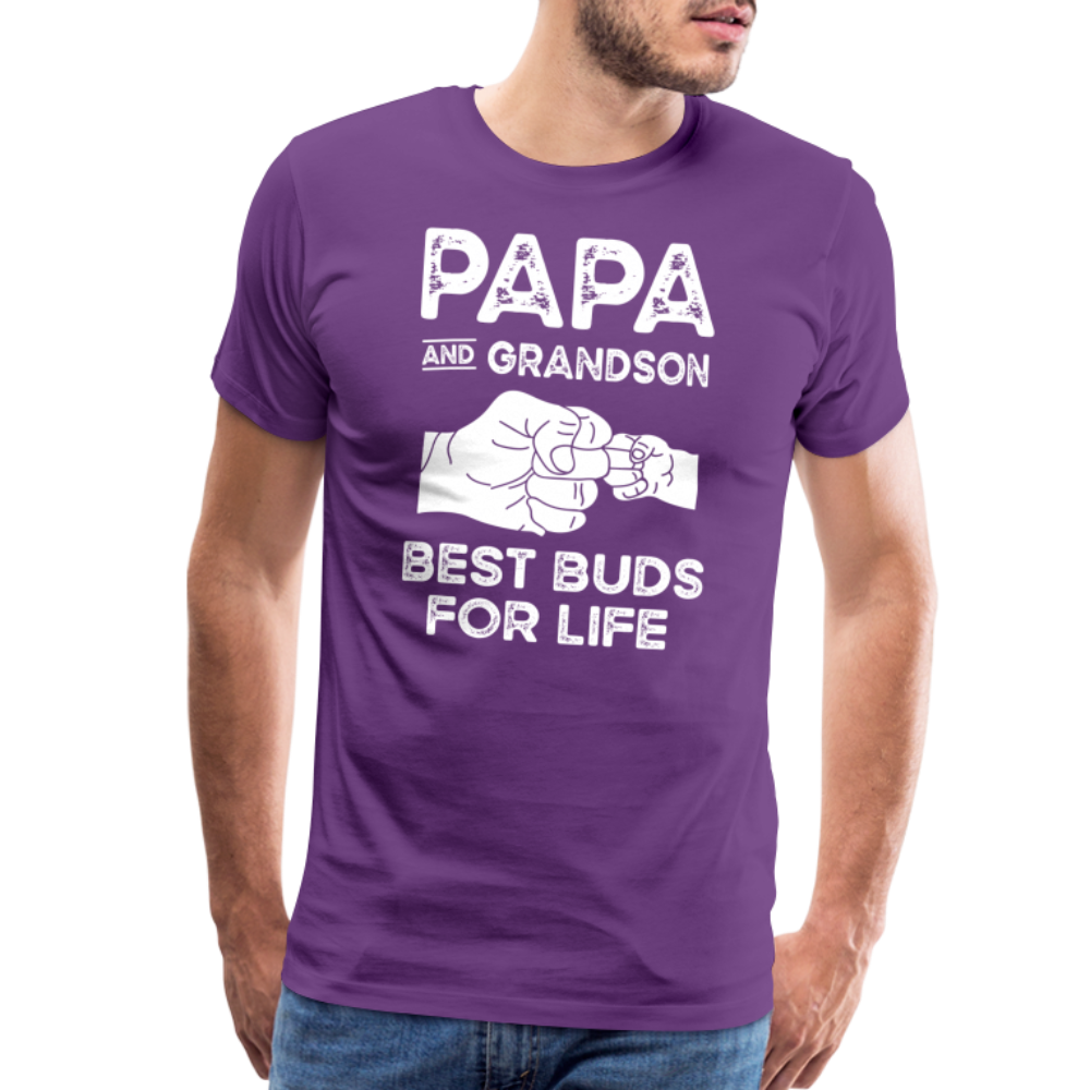 Papa and Grandson Best Buds for Life Men's Premium T-Shirt - purple