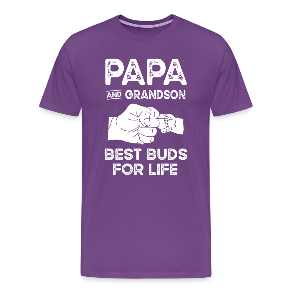 Papa and Grandson Best Buds for Life Men's Premium T-Shirt - purple