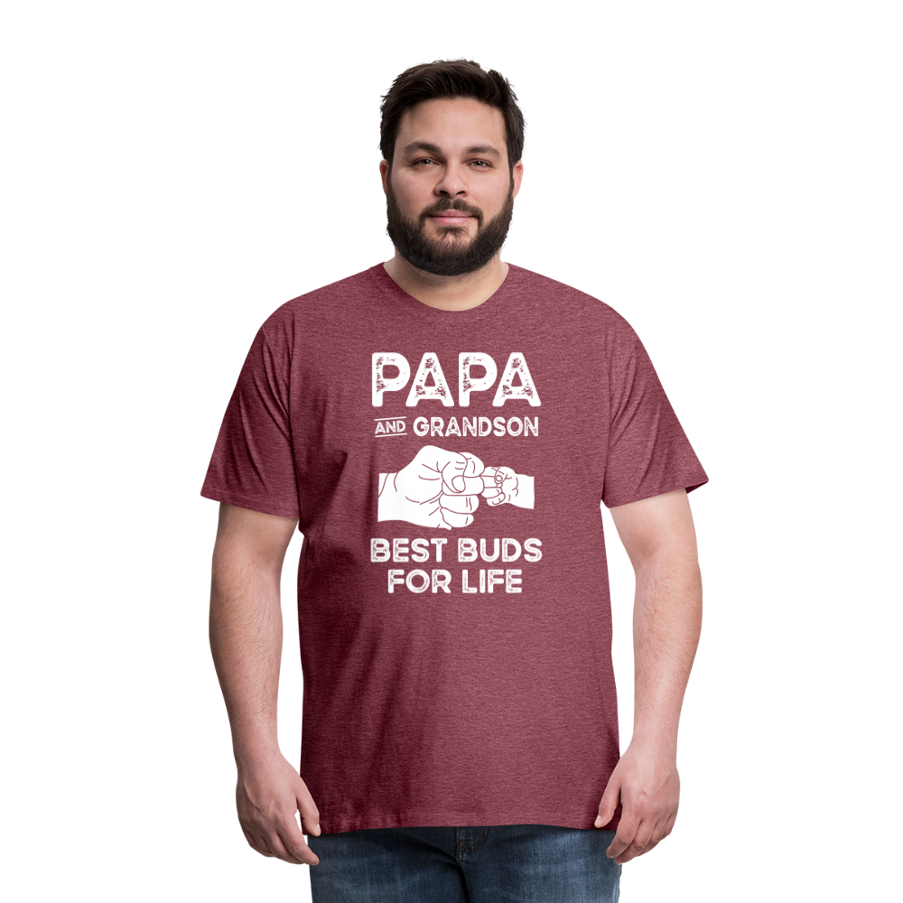 Papa and Grandson Best Buds for Life Men's Premium T-Shirt - heather burgundy