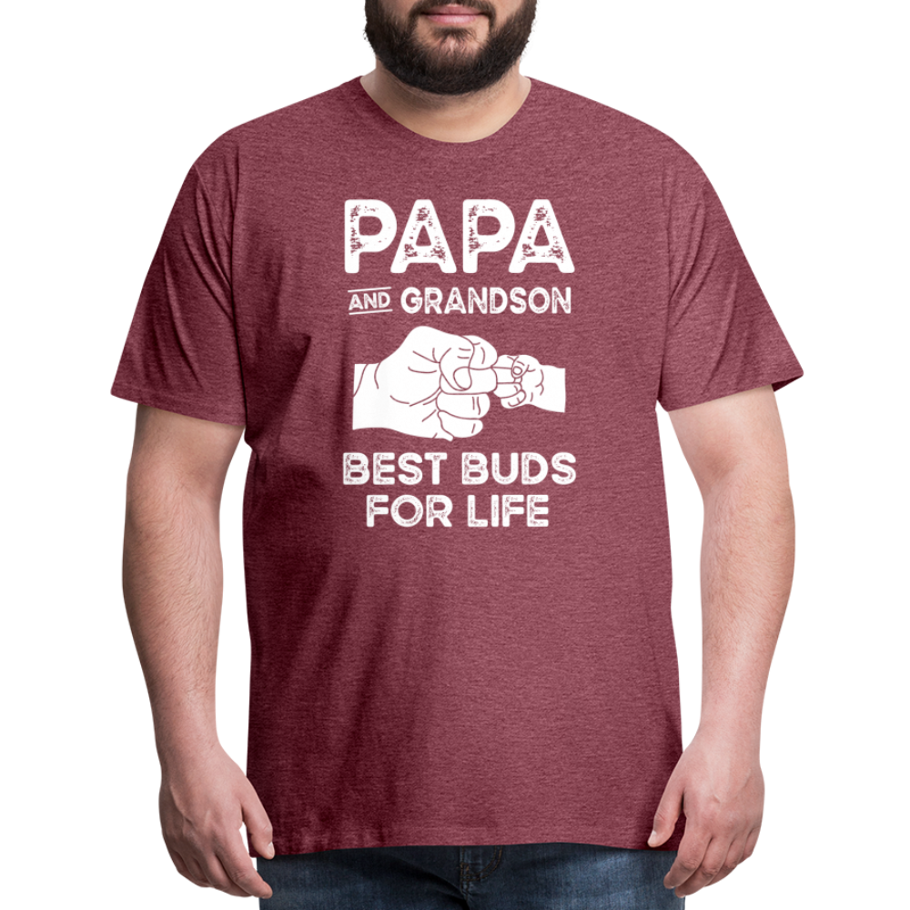 Papa and Grandson Best Buds for Life Men's Premium T-Shirt - heather burgundy