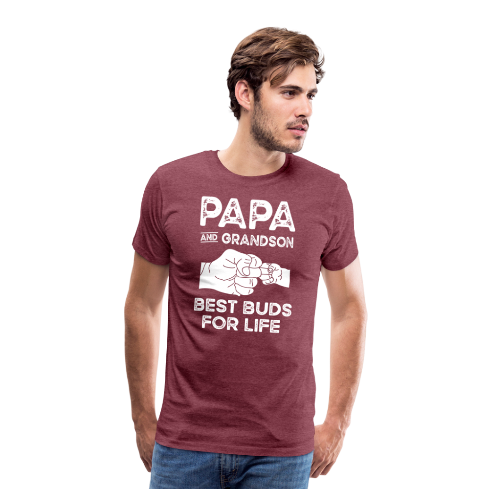Papa and Grandson Best Buds for Life Men's Premium T-Shirt - heather burgundy