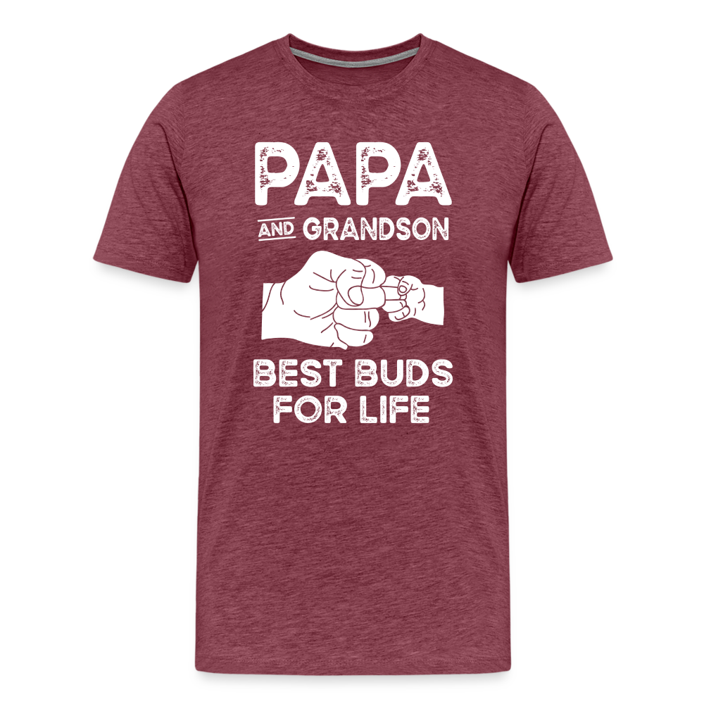 Papa and Grandson Best Buds for Life Men's Premium T-Shirt - heather burgundy