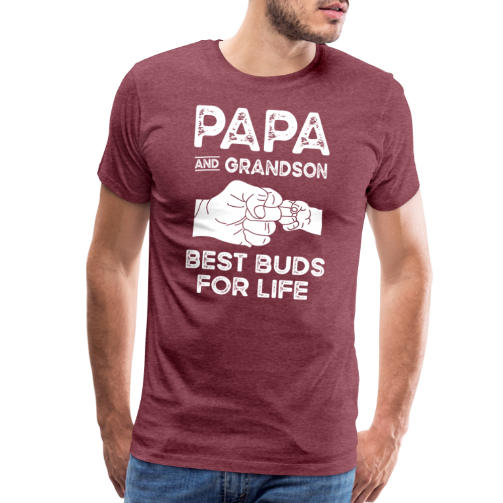 Papa and Grandson Best Buds for Life Men's Premium T-Shirt - heather burgundy