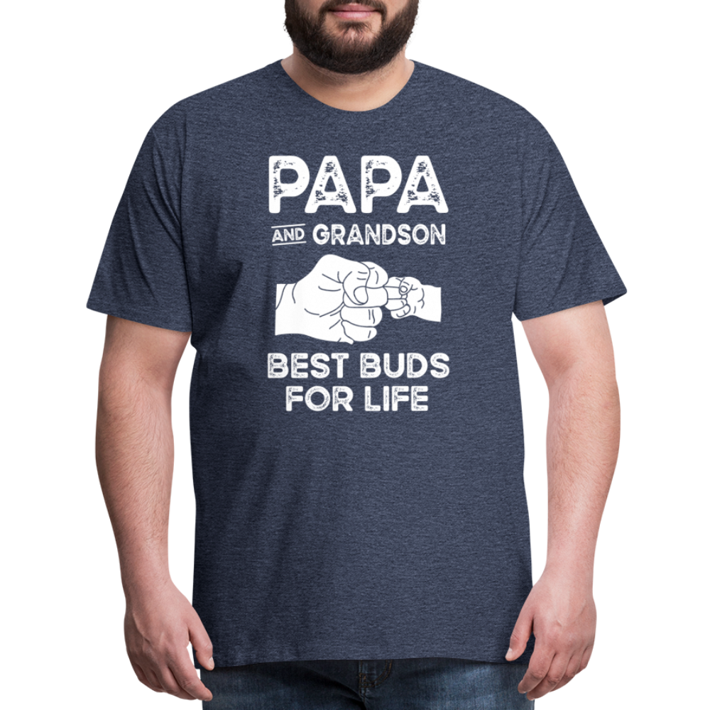 Papa and Grandson Best Buds for Life Men's Premium T-Shirt - heather blue