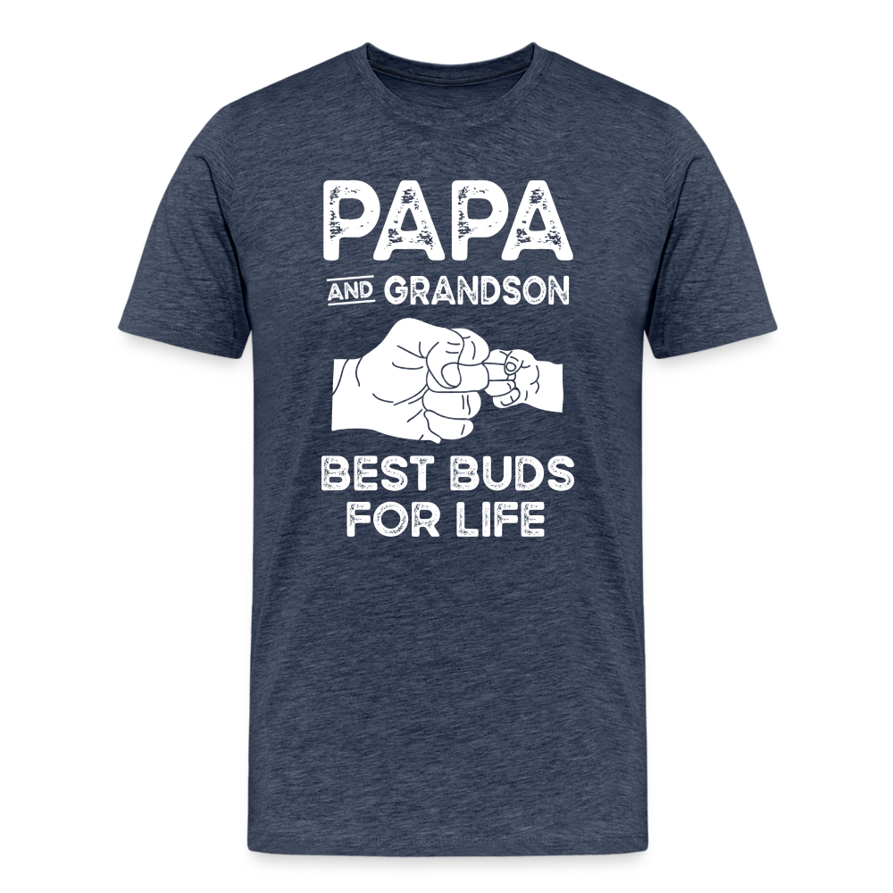 Papa and Grandson Best Buds for Life Men's Premium T-Shirt - heather blue