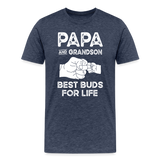 Papa and Grandson Best Buds for Life Men's Premium T-Shirt - heather blue