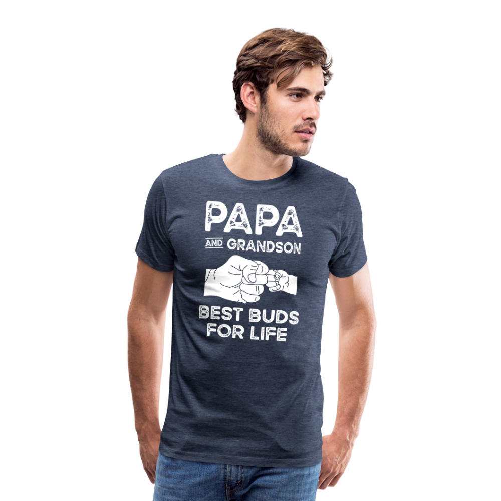 Papa and Grandson Best Buds for Life Men's Premium T-Shirt - heather blue