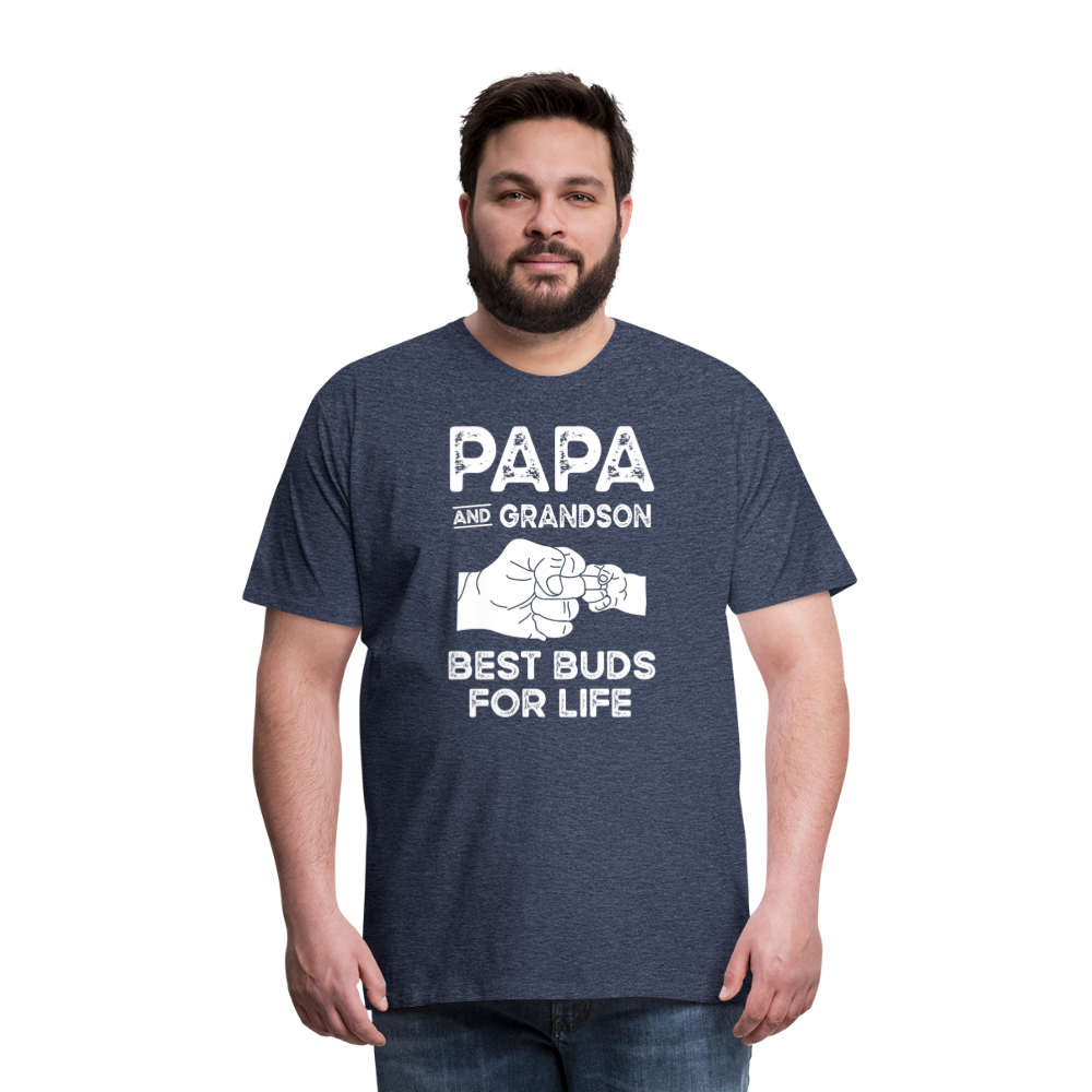 Papa and Grandson Best Buds for Life Men's Premium T-Shirt - heather blue